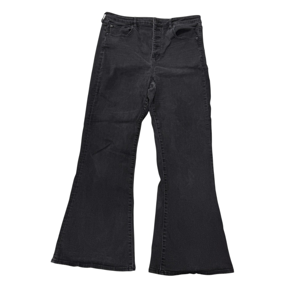 American Eagle Black High Waisted Button Fly Flare Jeans Next Level Stretch 14R